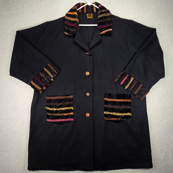 JG's Mad Lab Overcoat Womens L/XL Lagenlook Art to Wear Jacket Coat Button Artsy - Picture 1 of 12